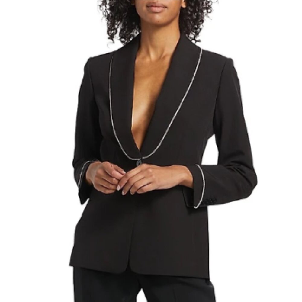 ELIE TAHARI Lexy Crystal Trimmed Single Button Tailored Blazer--NWT--8